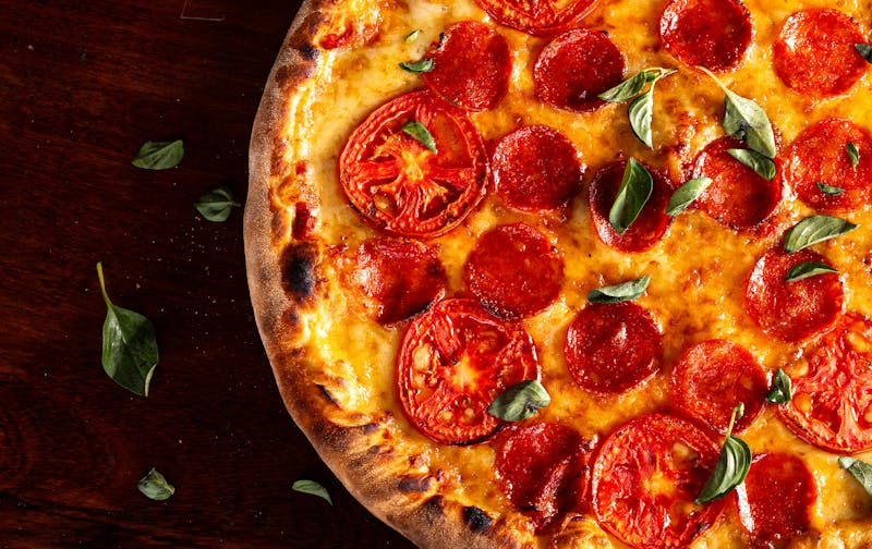 Pepperoni Stromboli rolled with cheese and sauce